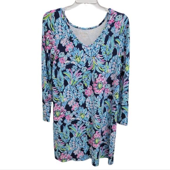 Lilly Pulitzer High Tide "Pineapple Paradise" Kaisley Dress Dual Neck Small - Picture 2 of 7